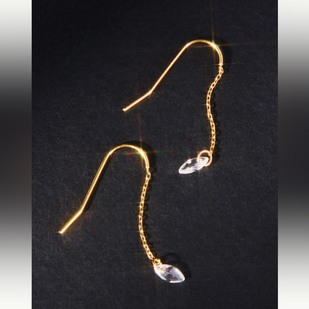Anthropologie Oval Crystal Threader Earrings NWT